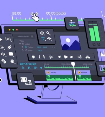 the-video-editor-program-is-displayed-on-the-computer-the-display-shows-the-application-for-editing-video-clips-film-footage-montage-clip-editing-software-interface-creating-visual-effects-vfx-vector the-video-editor-program-is-displayed-on-the-computer-the-display-shows-the-application-for-editing-video-clips-film-footage-montage-clip-editing-software-interface-creating-visual-effects-vfx-vector